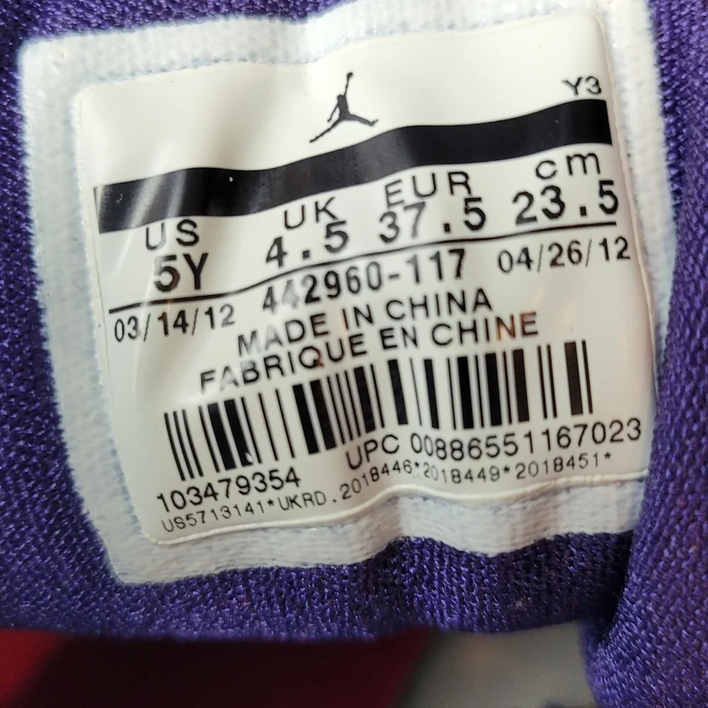 Air Jordan 7 Retro GS White Fireberry US SZ 5Y 442960 117